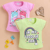 BUMZEE Green & Pink Girls Half Sleeves Cotton T-Shirts Pack Of 2