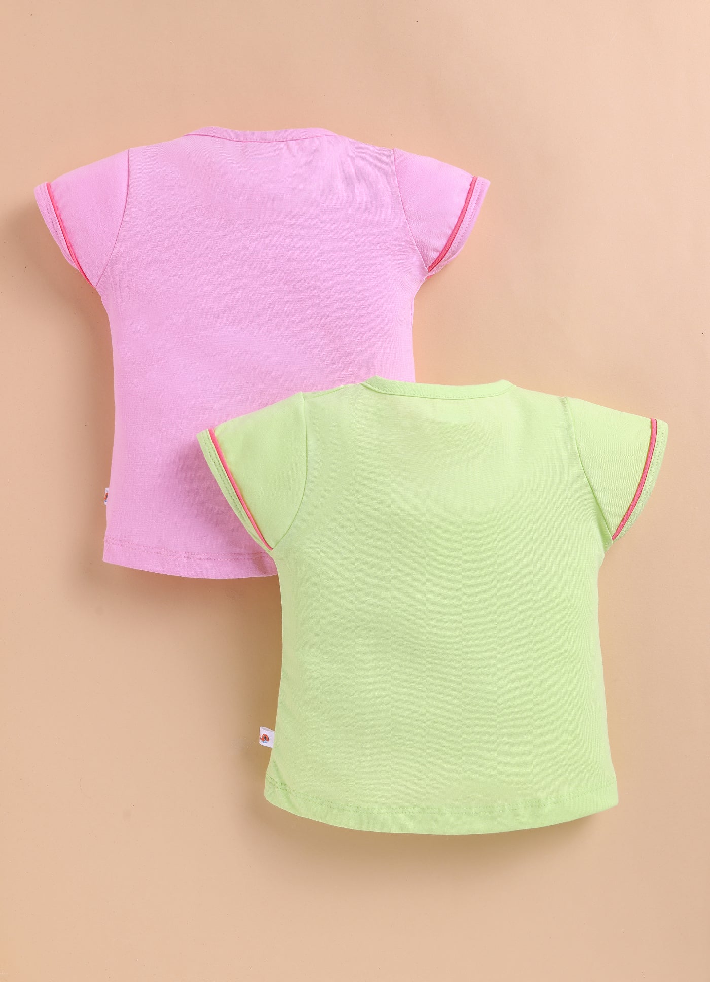 BUMZEE Green & Pink Girls Half Sleeves Cotton T-Shirts Pack Of 2
