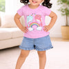 BUMZEE Green & Pink Girls Half Sleeves Cotton T-Shirts Pack Of 2