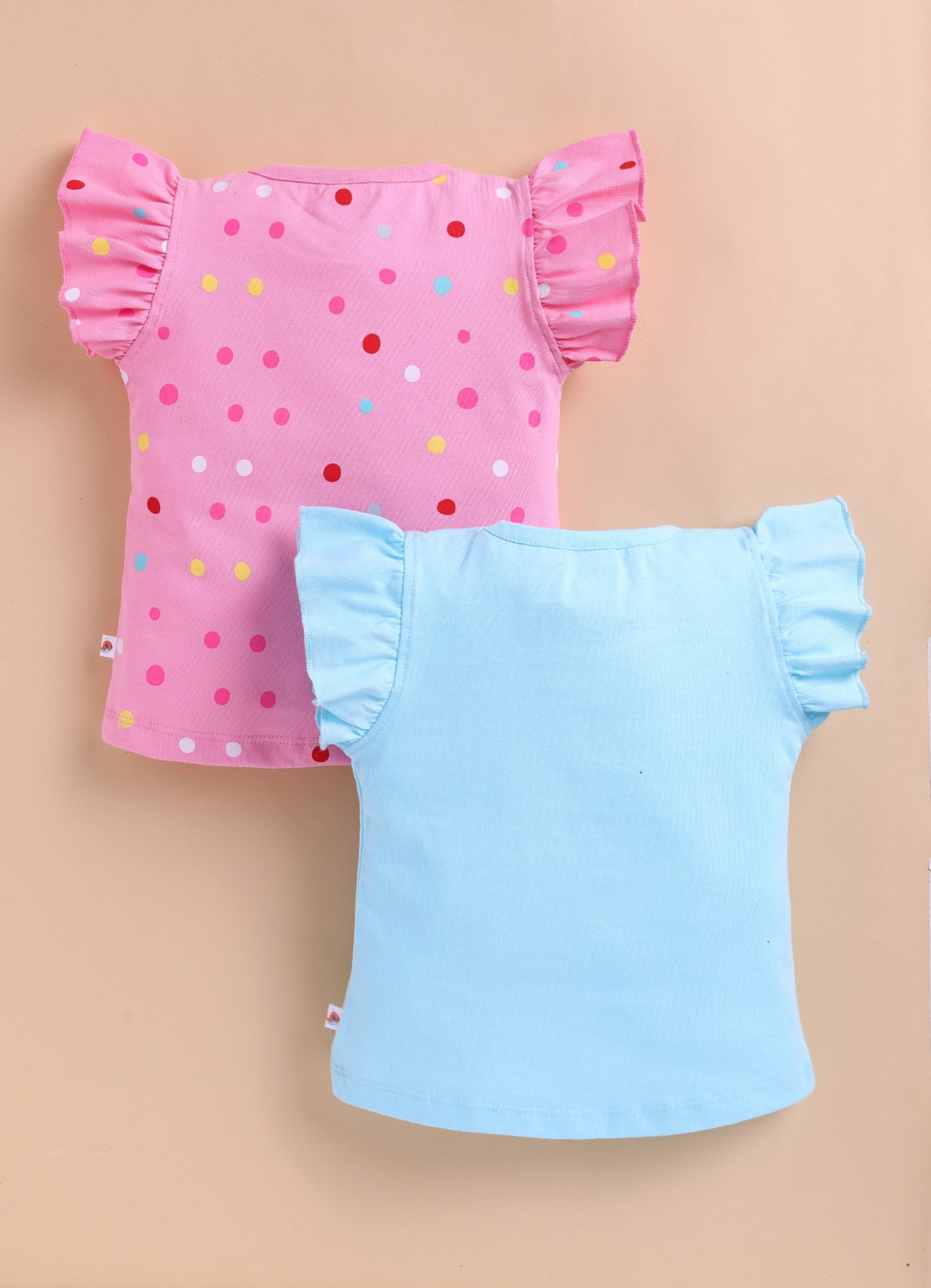 BUMZEE Pink & Blue Girls Half Sleeves Cotton T-Shirts Pack Of 2