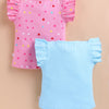 BUMZEE Pink & Blue Girls Half Sleeves Cotton T-Shirts Pack Of 2