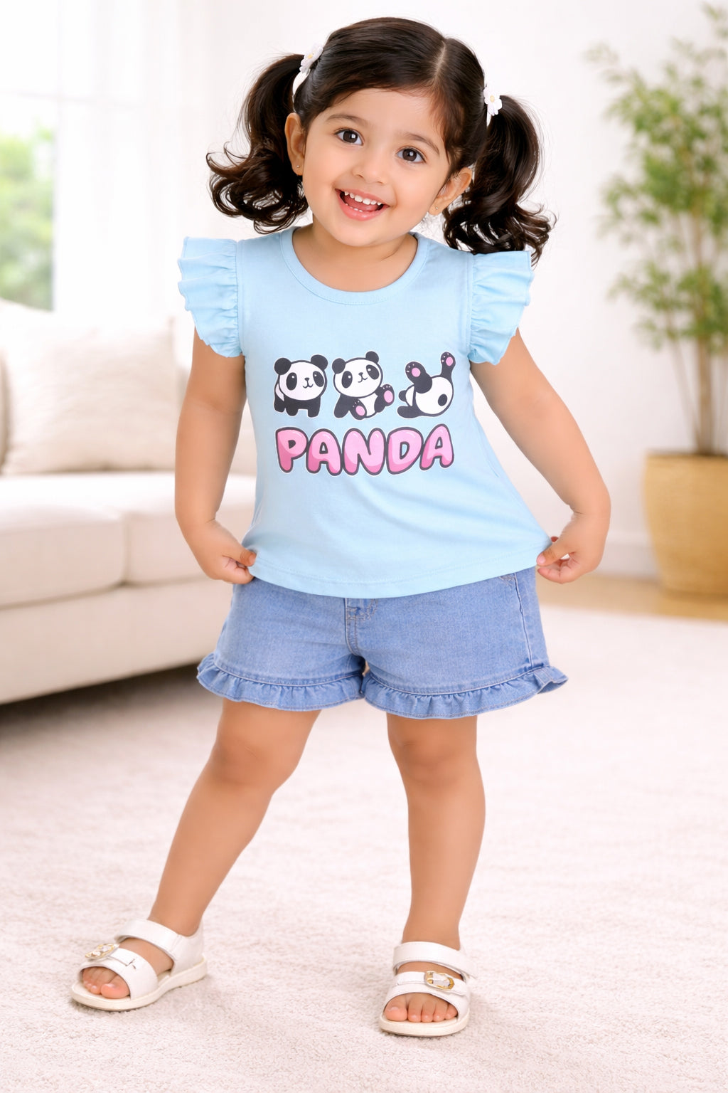 BUMZEE Pink & Blue Girls Half Sleeves Cotton T-Shirts Pack Of 2