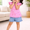 BUMZEE Pink & Blue Girls Half Sleeves Cotton T-Shirts Pack Of 2