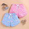 BUMZEE Pink & Sky Blue Girls Shorts Pack Of 2