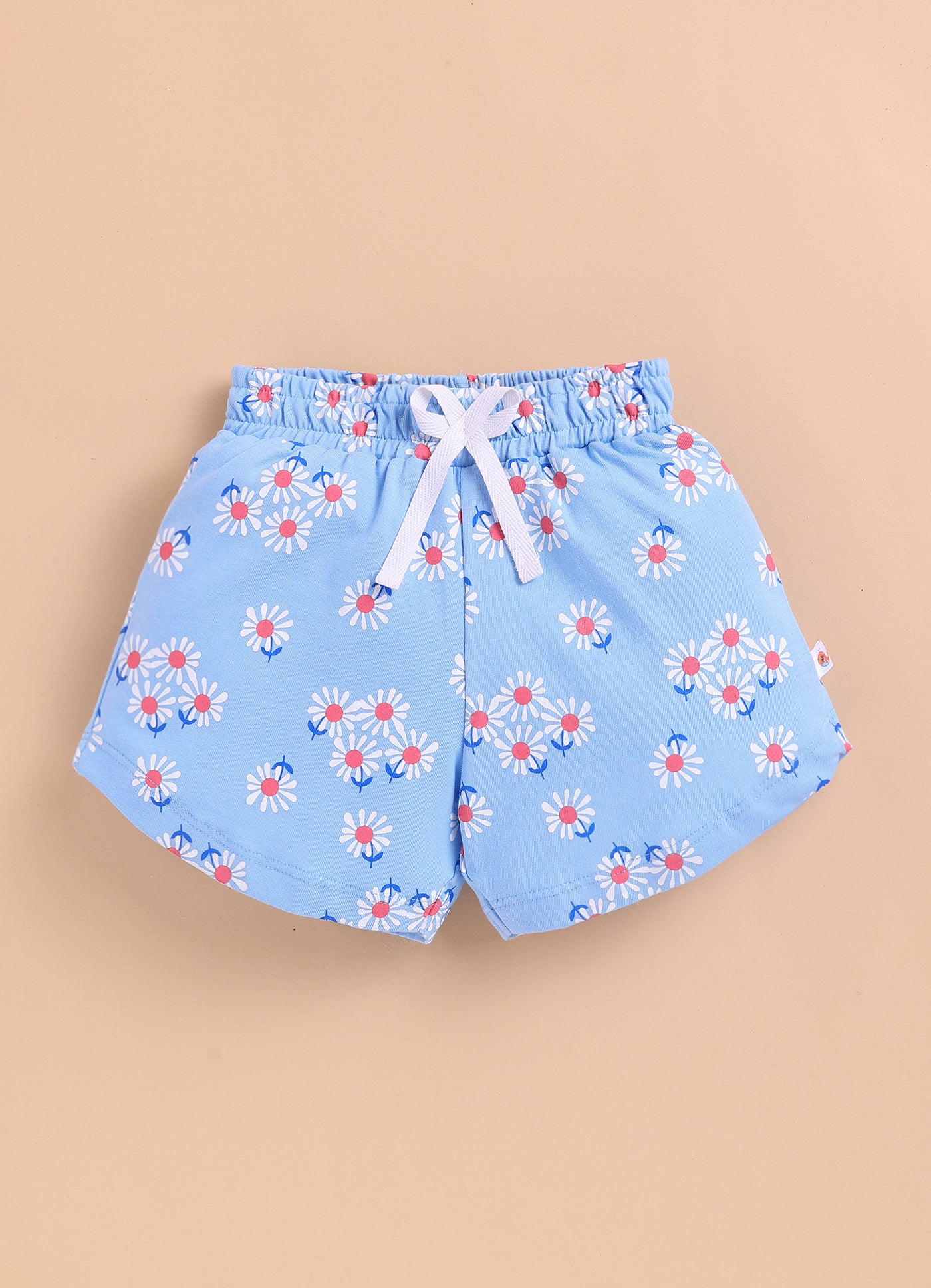 BUMZEE Pink & Sky Blue Girls Shorts Pack Of 2