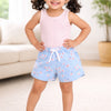 BUMZEE Pink & Sky Blue Girls Shorts Pack Of 2
