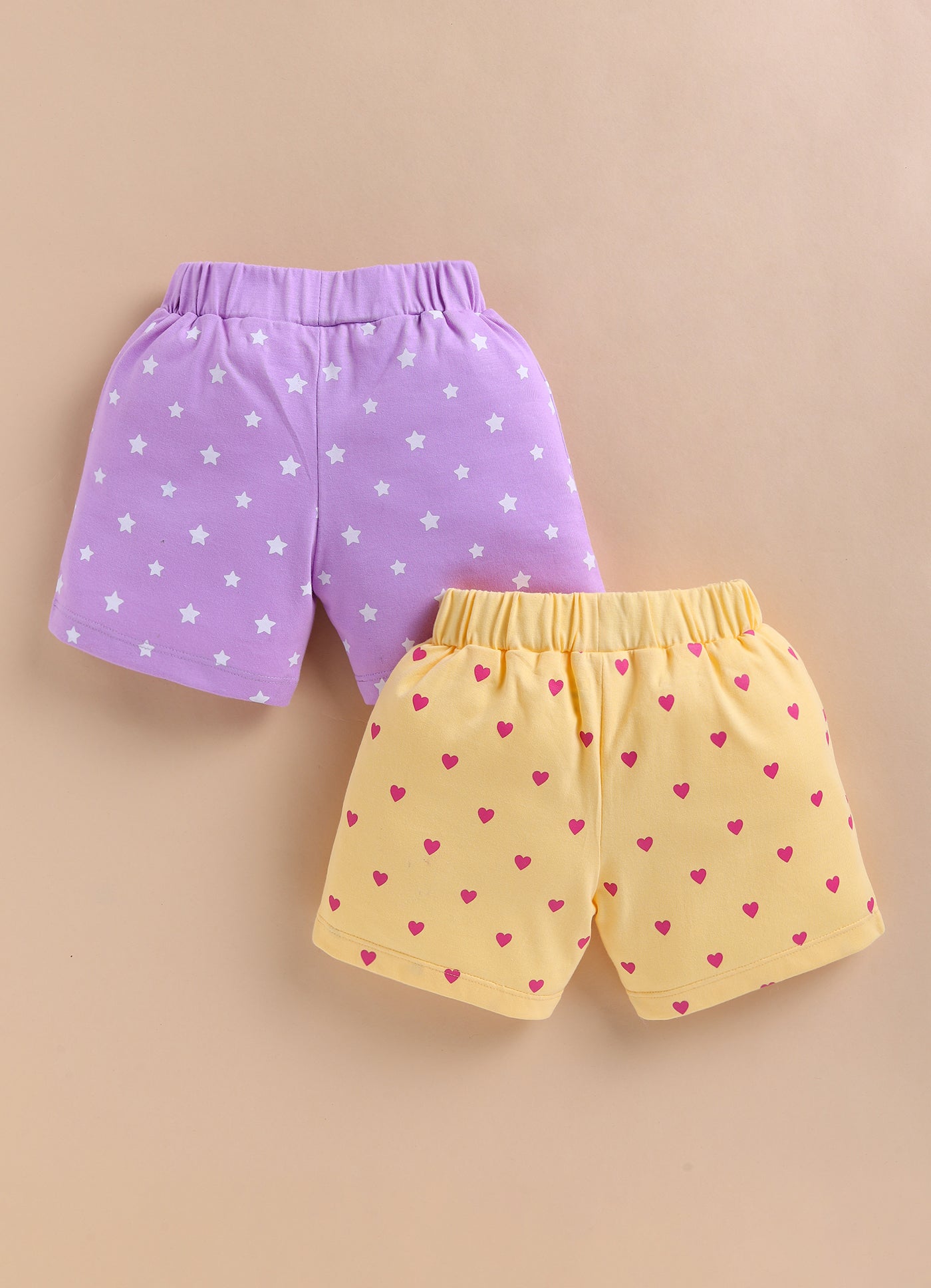 BUMZEE Yellow & Lavender Girls Shorts Pack Of 2