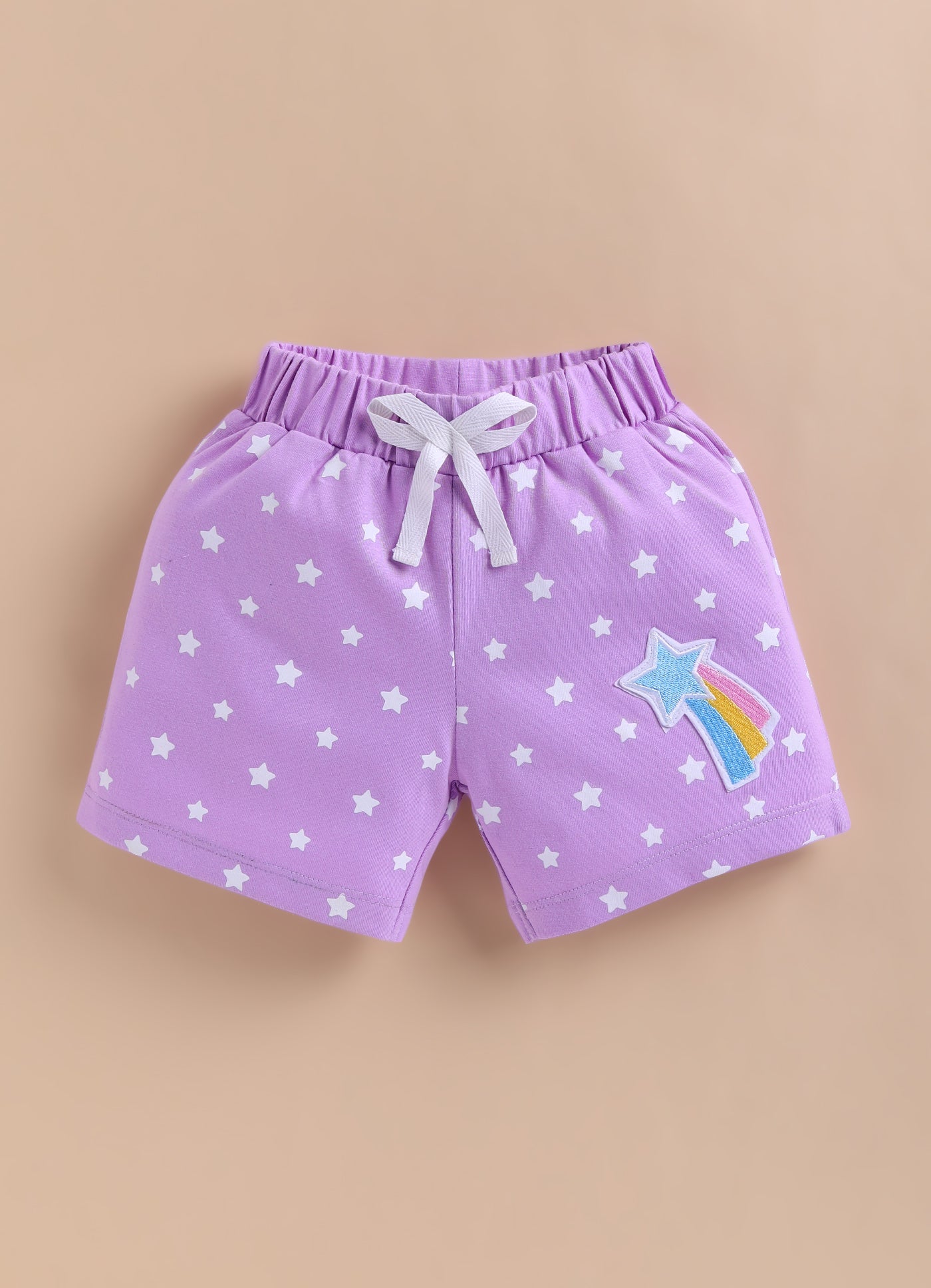 BUMZEE Yellow & Lavender Girls Shorts Pack Of 2