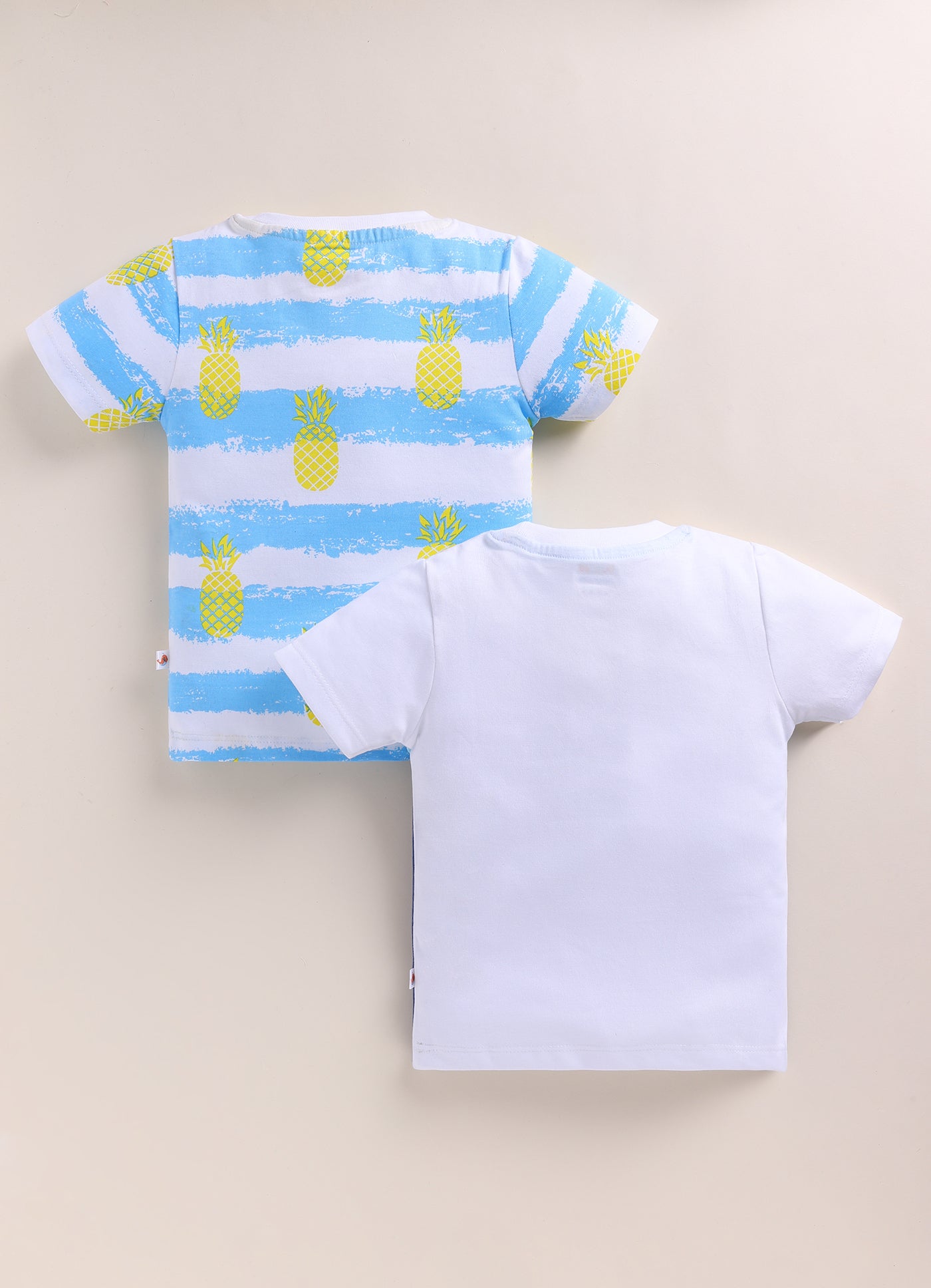 BUMZEE White & Blue Boys Half Sleeves Cotton T-Shirts Pack Of 2