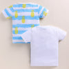 BUMZEE White & Blue Boys Half Sleeves Cotton T-Shirts Pack Of 2