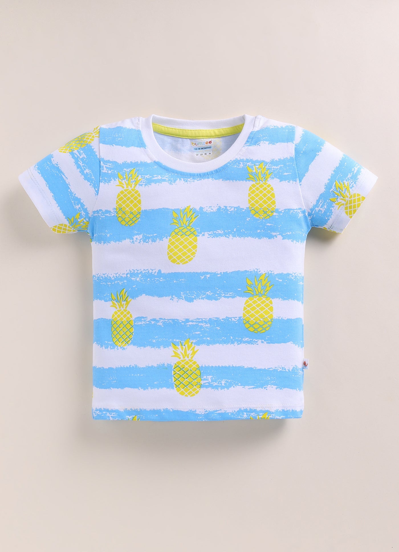 BUMZEE White & Blue Boys Half Sleeves Cotton T-Shirts Pack Of 2