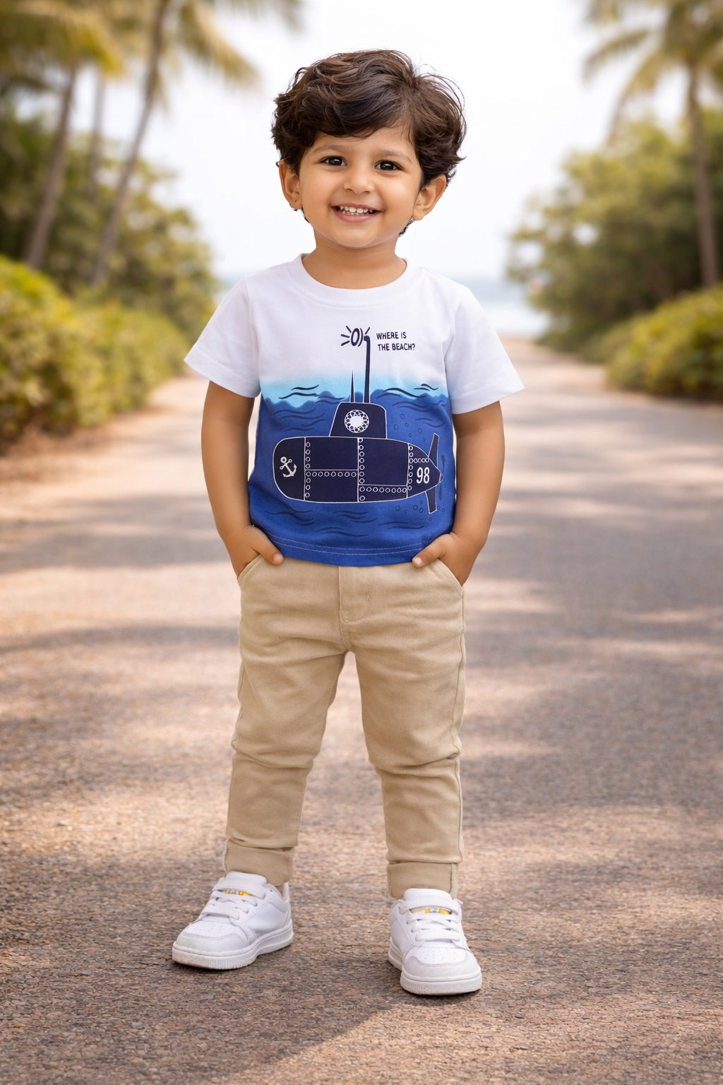 BUMZEE White & Blue Boys Half Sleeves Cotton T-Shirts Pack Of 2