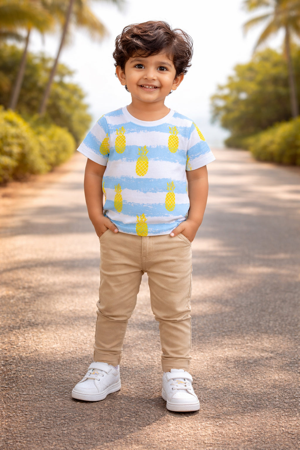 BUMZEE White & Blue Boys Half Sleeves Cotton T-Shirts Pack Of 2