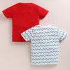 BUMZEE Red & White Boys Half Sleeves Cotton T-Shirts Pack Of 2