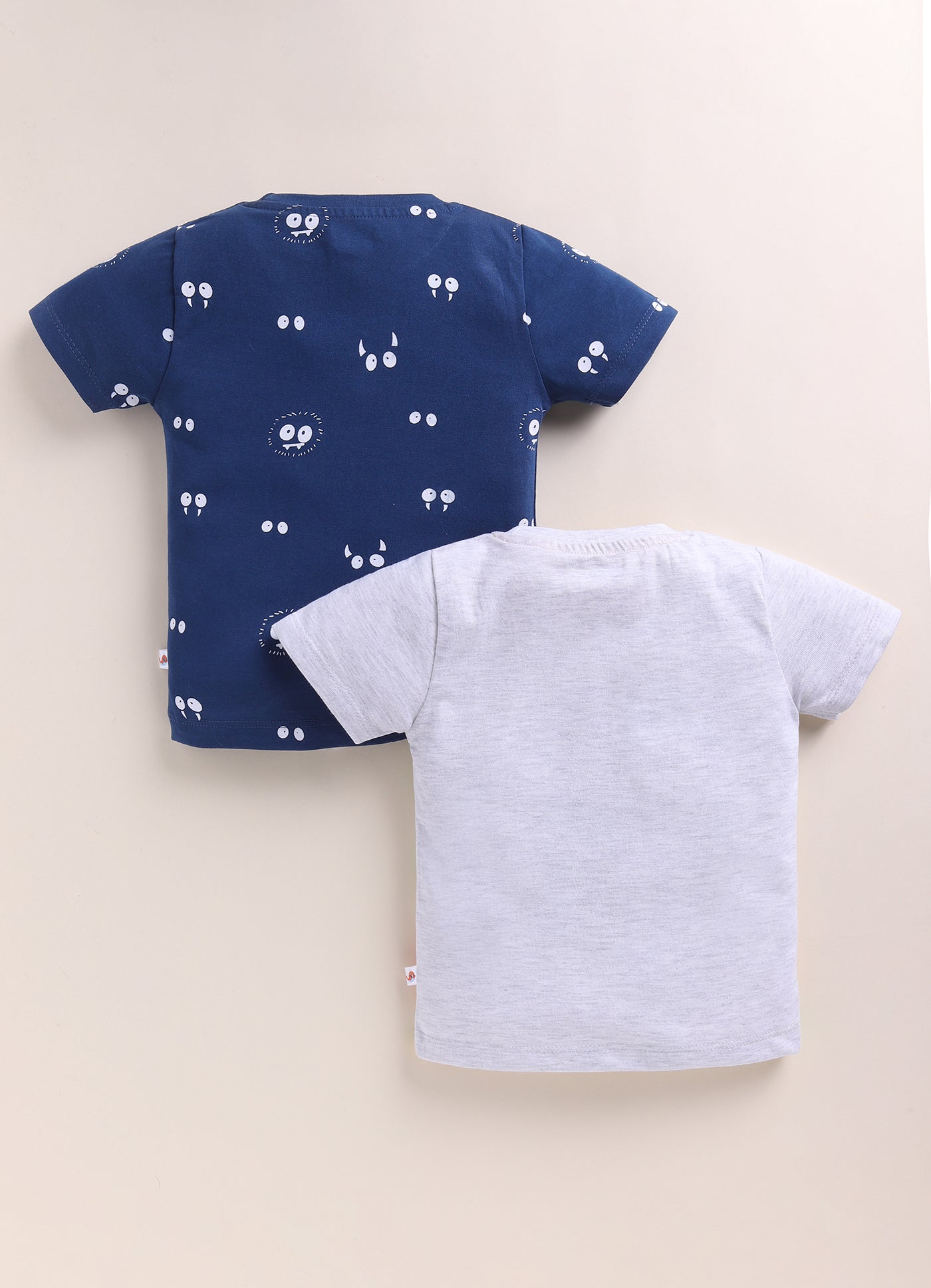 BUMZEE Grey & Teal Boys Half Sleeves Cotton T-Shirts Pack Of 2