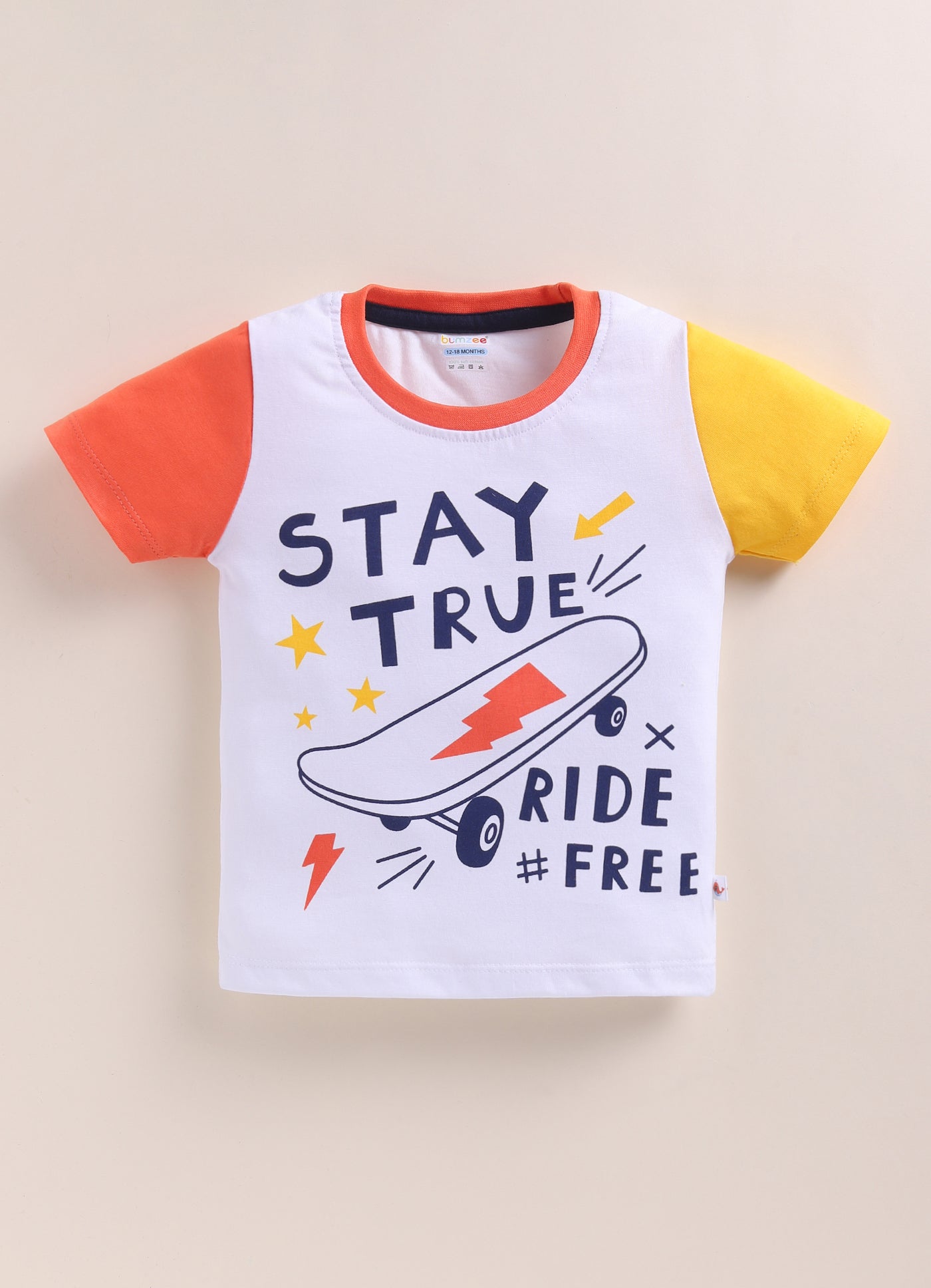 BUMZEE White Boys Half Sleeves Cotton T-Shirts Pack Of 2