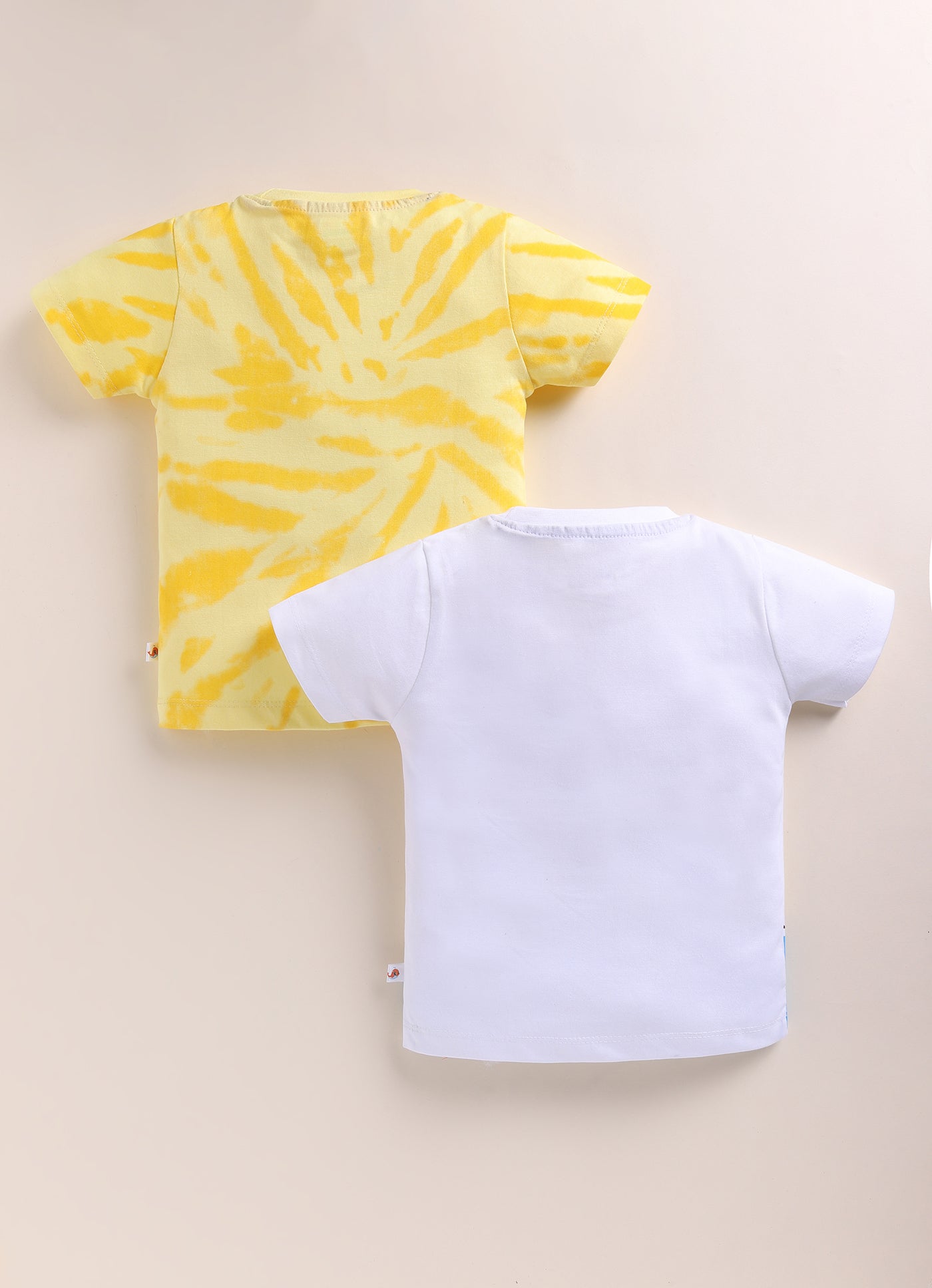 BUMZEE Yellow & White Boys Half Sleeves Cotton T-Shirts Pack Of 2