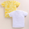 BUMZEE Yellow & White Boys Half Sleeves Cotton T-Shirts Pack Of 2