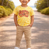 BUMZEE Yellow & White Boys Half Sleeves Cotton T-Shirts Pack Of 2