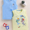 BUMZEE Yellow & Sky Blue Boys Sleeveless Cotton T-Shirts Pack Of 2