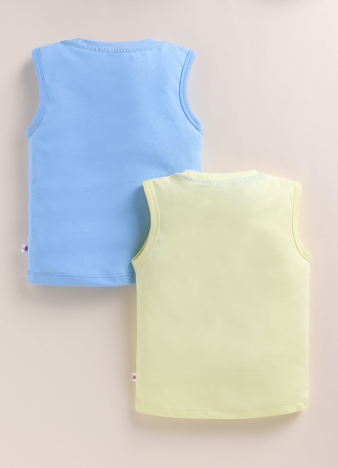 BUMZEE Yellow & Sky Blue Boys Sleeveless Cotton T-Shirts Pack Of 2