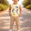 BUMZEE Yellow & Sky Blue Boys Sleeveless Cotton T-Shirts Pack Of 2
