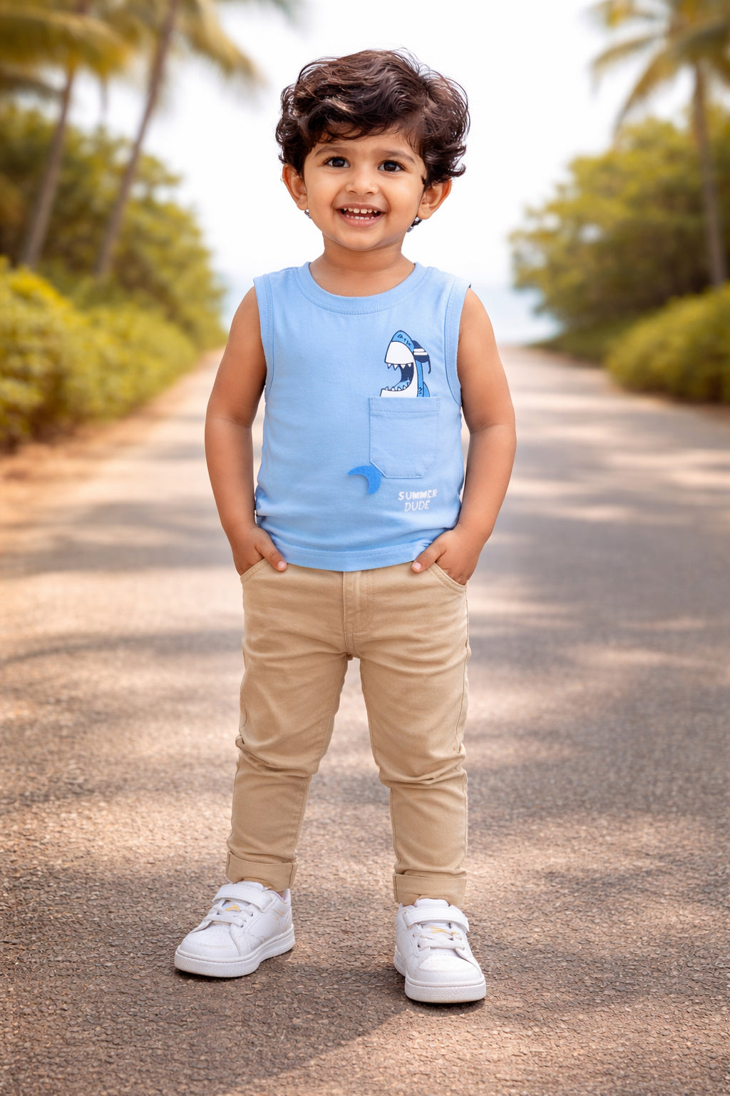 BUMZEE Yellow & Sky Blue Boys Sleeveless Cotton T-Shirts Pack Of 2