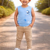BUMZEE Yellow & Sky Blue Boys Sleeveless Cotton T-Shirts Pack Of 2