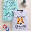 BUMZEE Grey & Mint Green Boys Sleeveless Cotton T-Shirts Pack Of 2