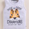BUMZEE Grey & Mint Green Boys Sleeveless Cotton T-Shirts Pack Of 2