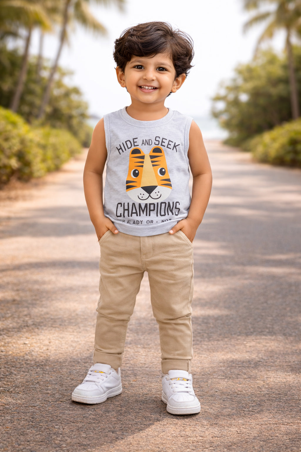 BUMZEE Grey & Mint Green Boys Sleeveless Cotton T-Shirts Pack Of 2