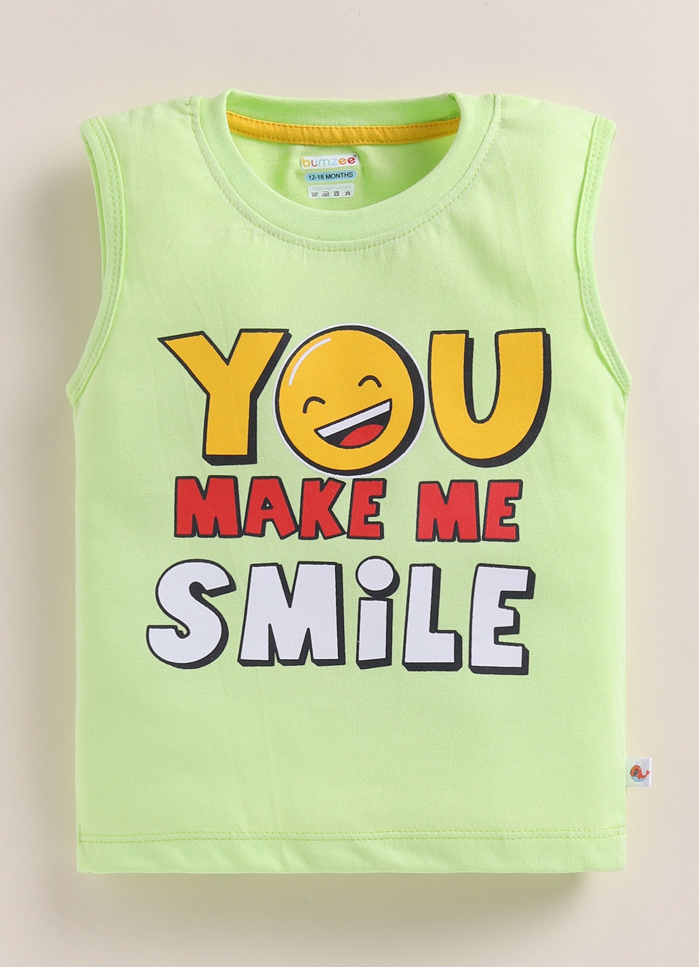 BUMZEE Green & Multi Boys Sleeveless Cotton T-Shirts Pack Of 2
