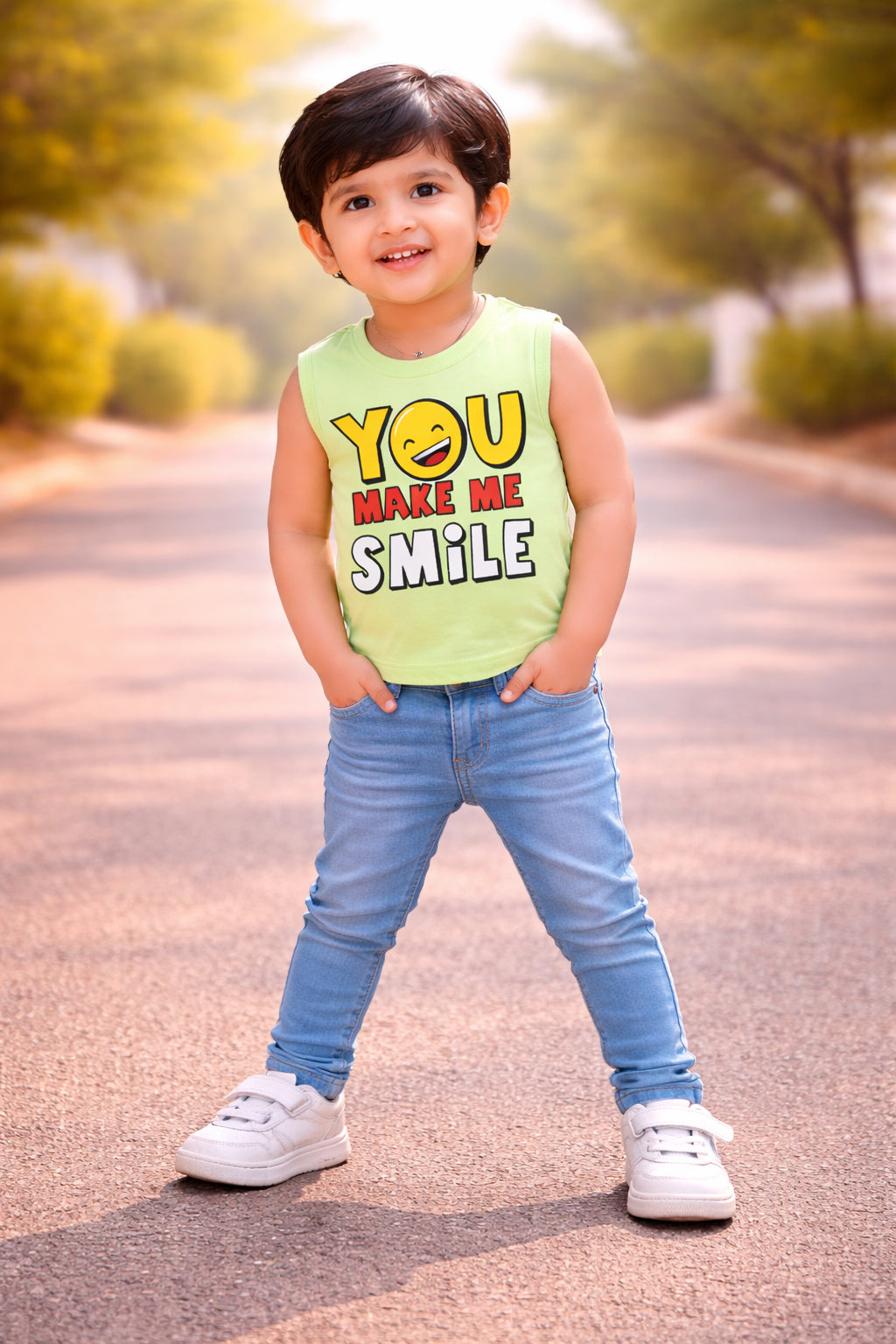 BUMZEE Green & Multi Boys Sleeveless Cotton T-Shirts Pack Of 2
