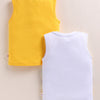 BUMZEE Yellow & White Boys Sleeveless Cotton T-Shirts Pack Of 2