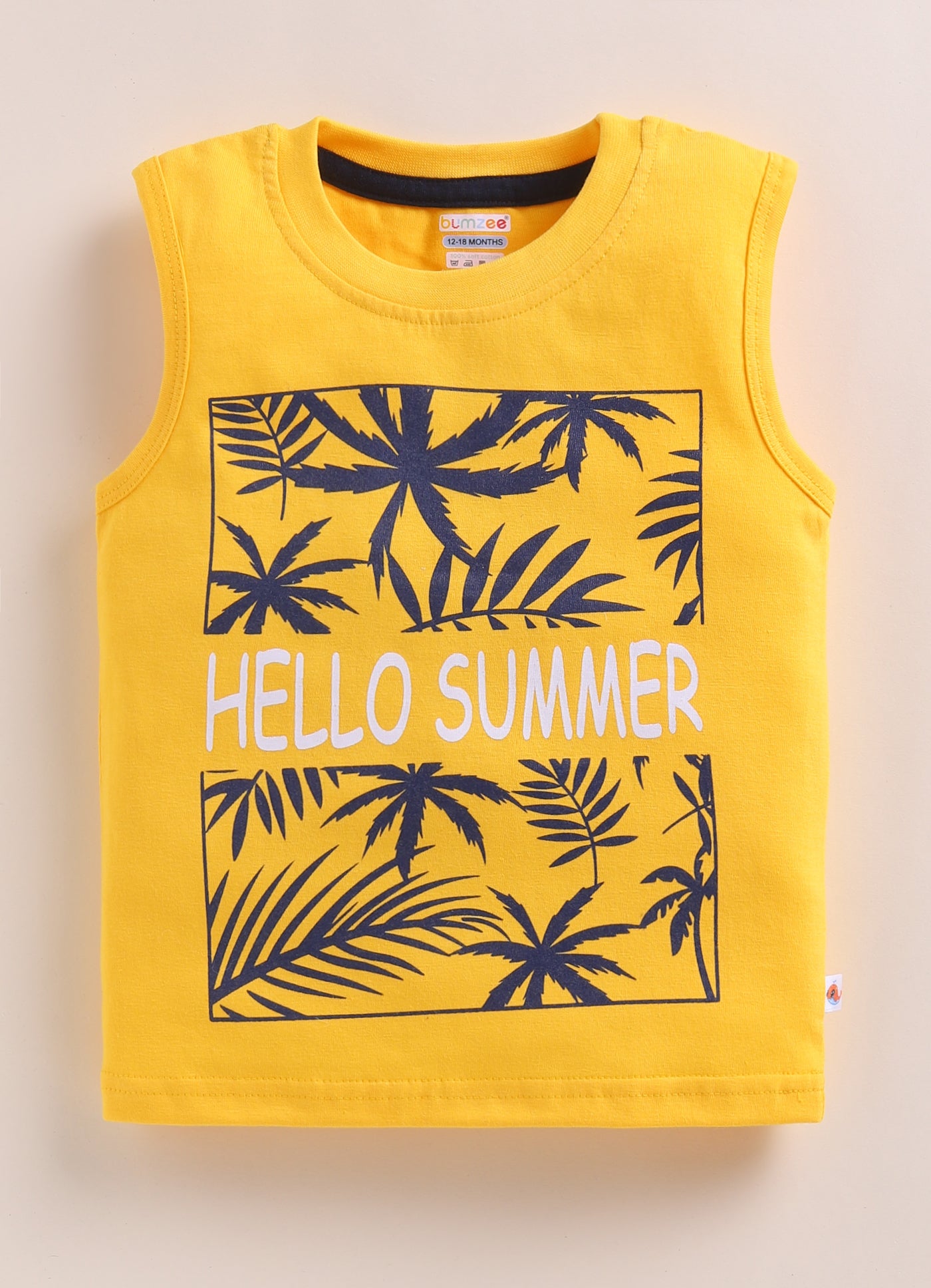 BUMZEE Yellow & White Boys Sleeveless Cotton T-Shirts Pack Of 2