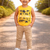 BUMZEE Yellow & White Boys Sleeveless Cotton T-Shirts Pack Of 2