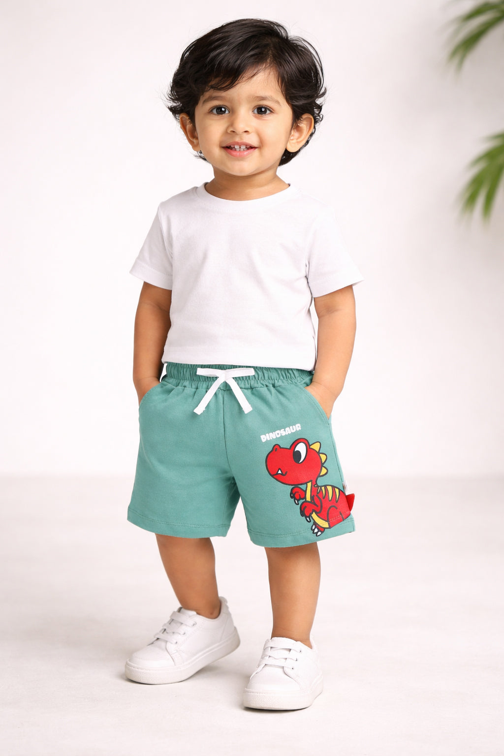 BUMZEE Green & Grey Boys Shorts Pack Of 2