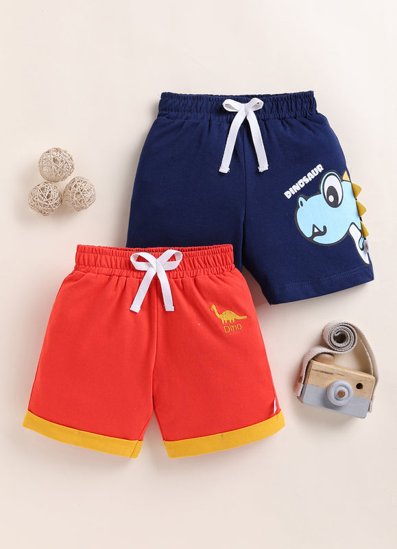 BUMZEE Red & Navy Boys Shorts Pack Of 2