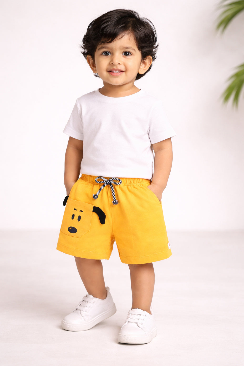 BUMZEE Yellow & Navy Boys Shorts Pack Of 2