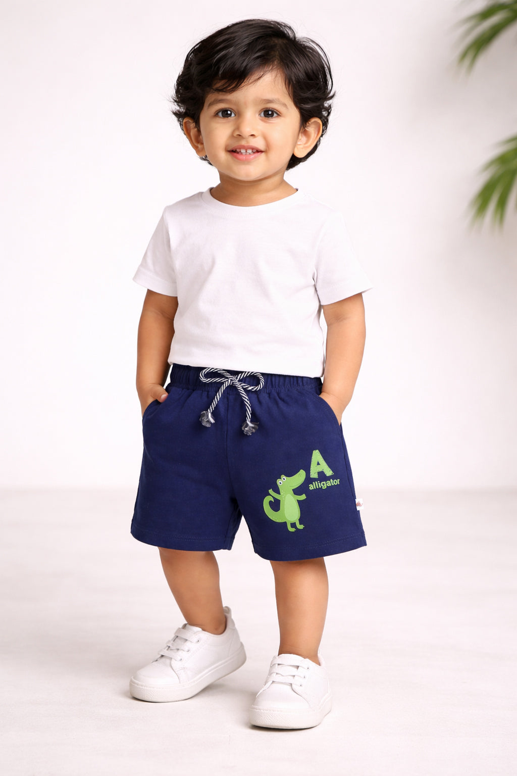 BUMZEE Yellow & Navy Boys Shorts Pack Of 2