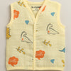 Boys Sleeveless Pure Cotton Muslin Jabla White & Yellow Pack of 3
