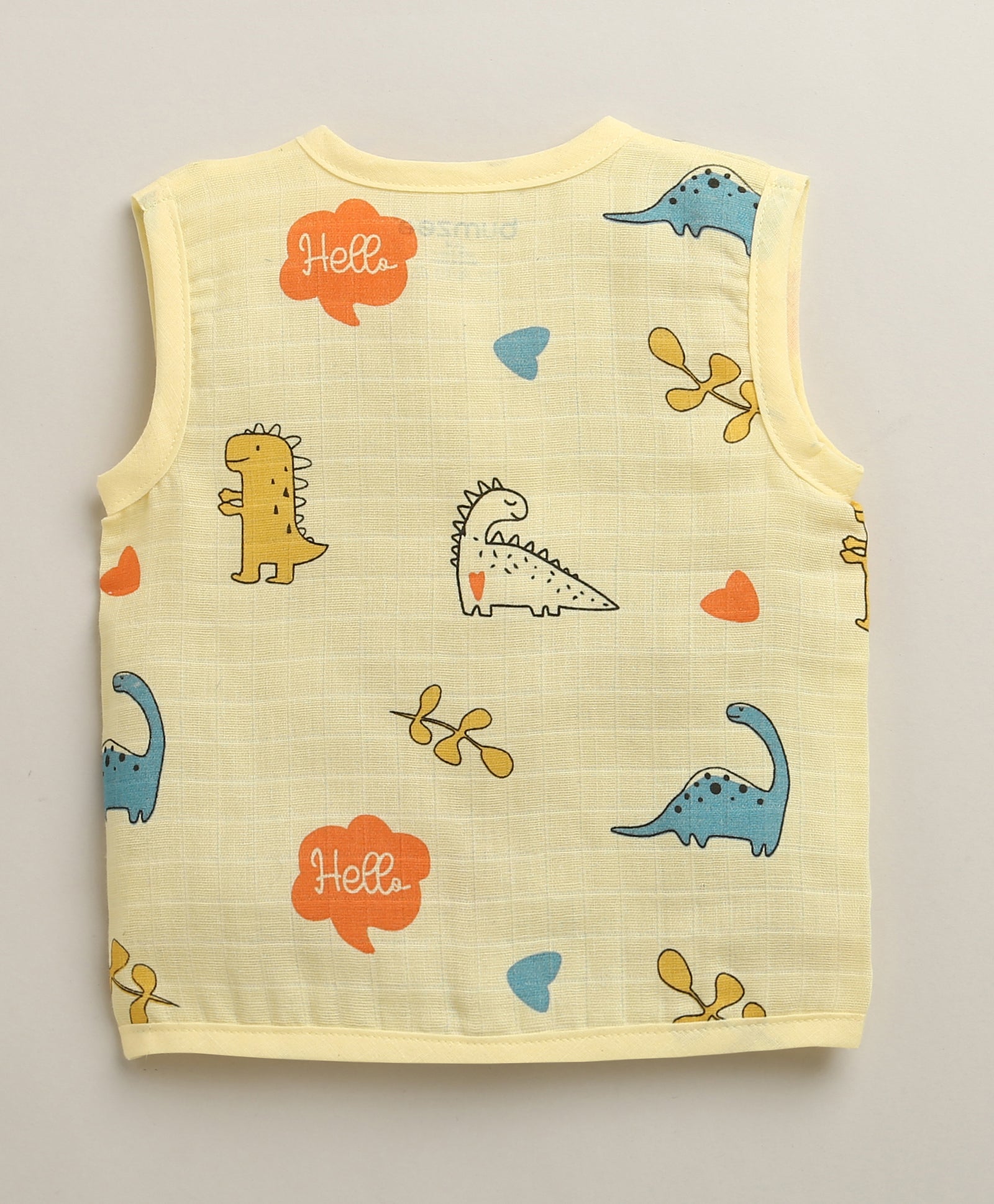 Boys Sleeveless Pure Cotton Muslin Jabla White & Yellow Pack of 3