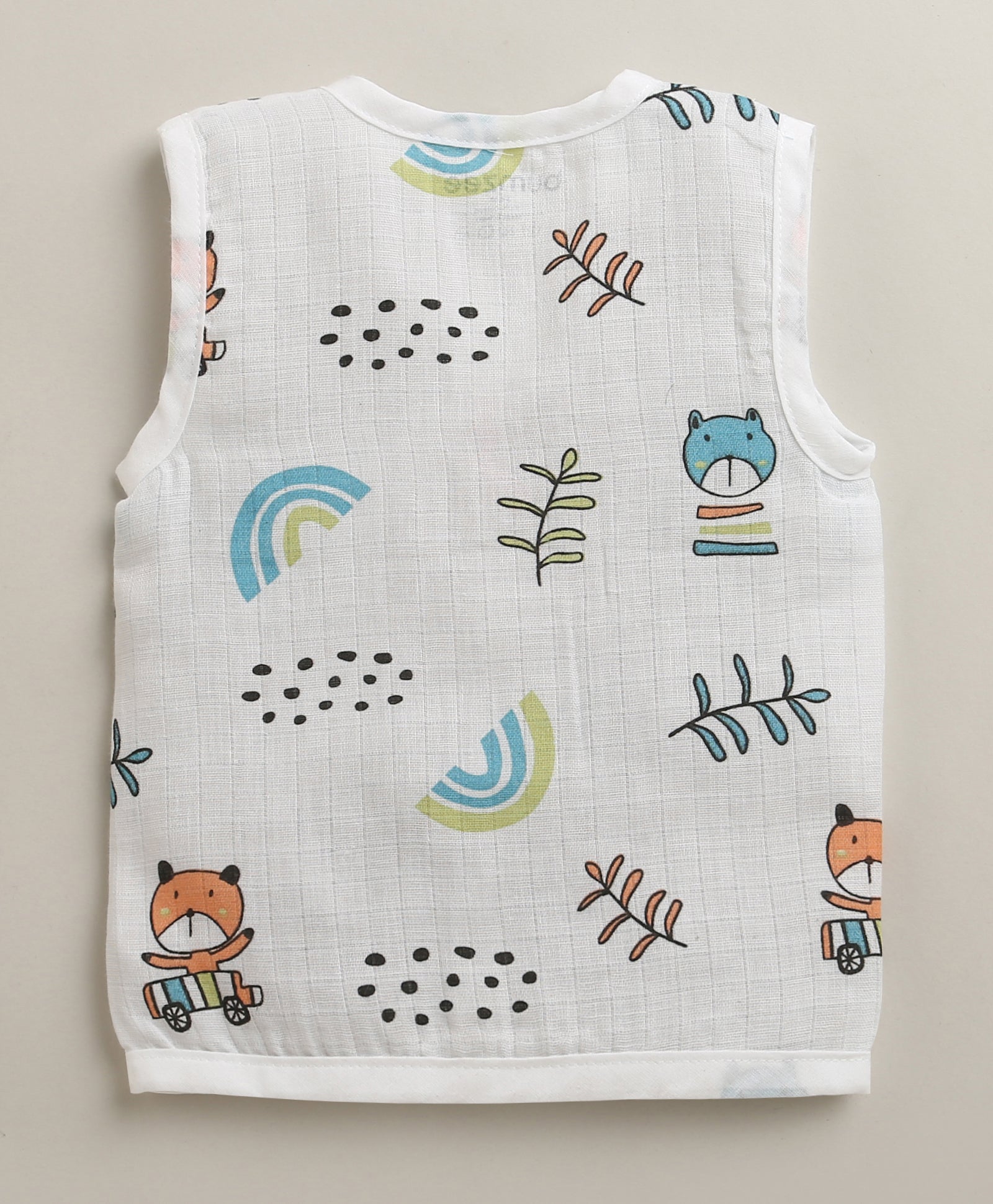 Boys Sleeveless Pure Cotton Muslin Jabla Blue & White Pack of 3