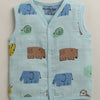 Boys Sleeveless Pure Cotton Muslin Jabla Blue & White Pack of 3