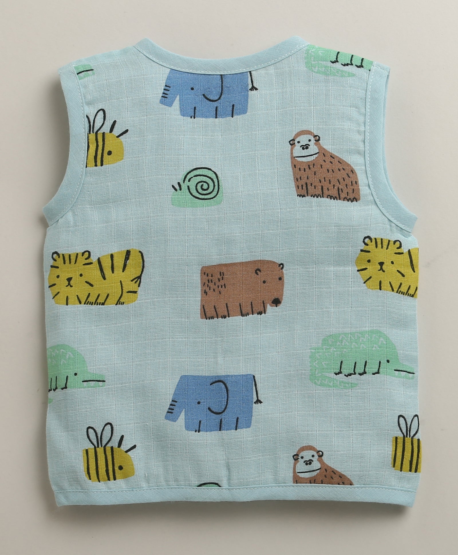 Boys Sleeveless Pure Cotton Muslin Jabla Blue & White Pack of 3