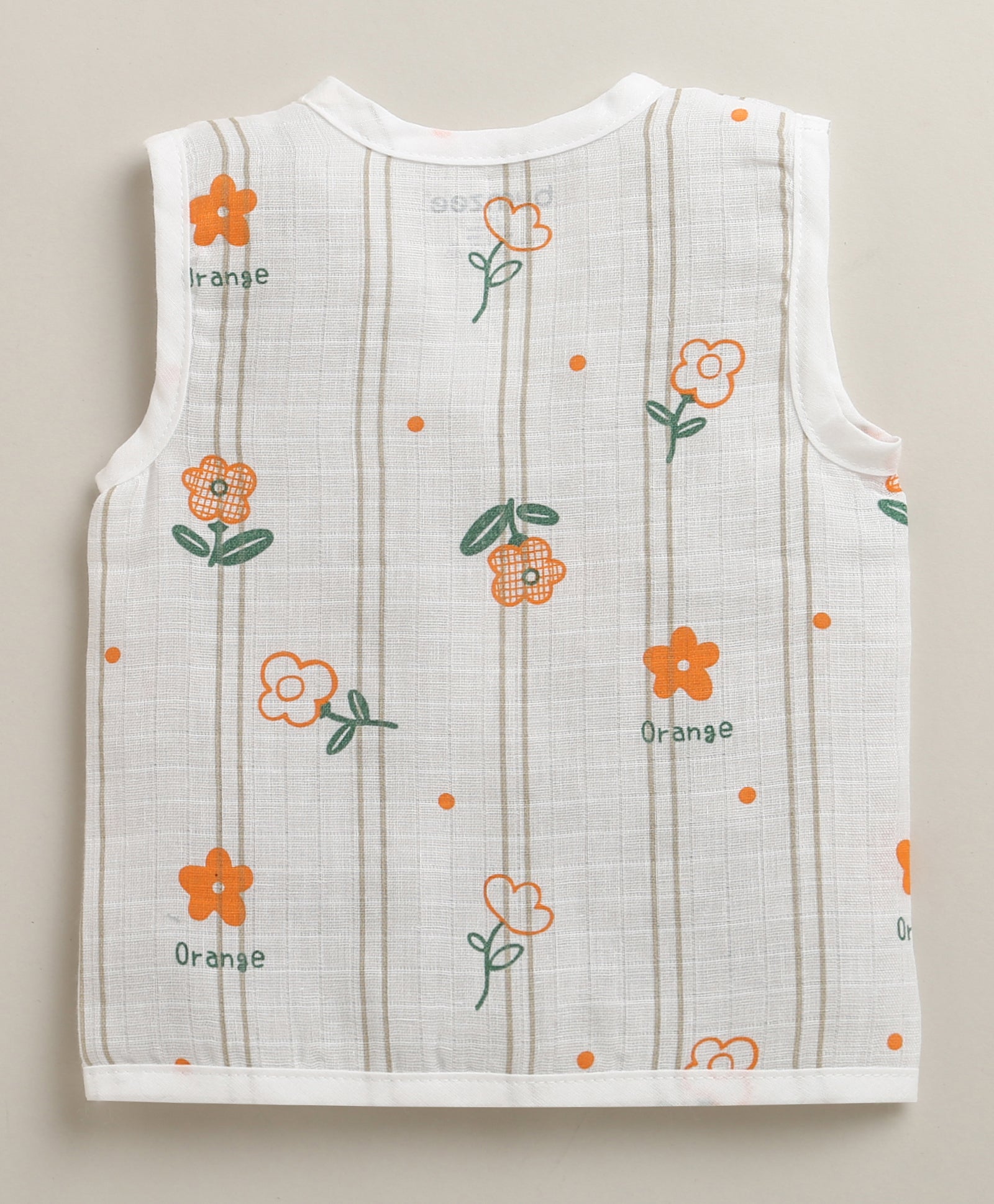 Girls Sleeveless Pure Cotton Muslin Jabla White & Green Pack of 3