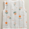 Girls Sleeveless Pure Cotton Muslin Jabla White & Green Pack of 3