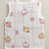 Girls Sleeveless Pure Cotton Muslin Jabla White & Green Pack of 3