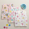 Girls Sleeveless Pure Cotton Muslin Jabla White & Pink Pack of 3