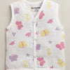 Girls Sleeveless Pure Cotton Muslin Jabla White & Pink Pack of 3